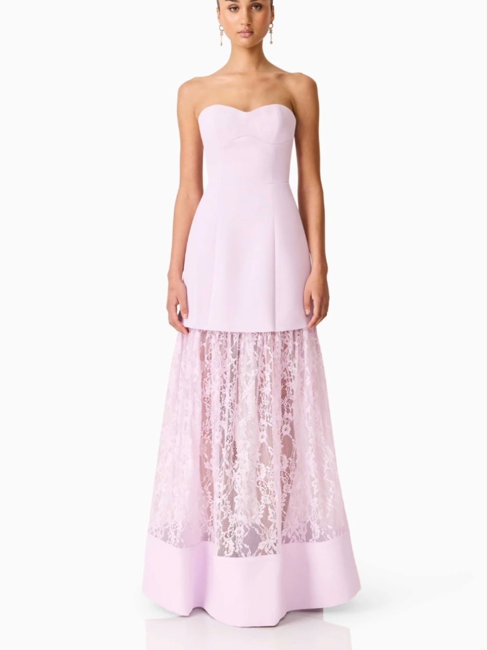 Elliat Saphine Strapless Lace Gown in Pink